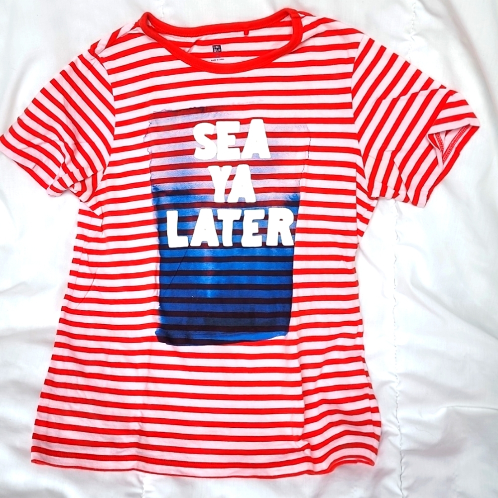 Uniqlo Red and White Striped Kids Cotton Shirt